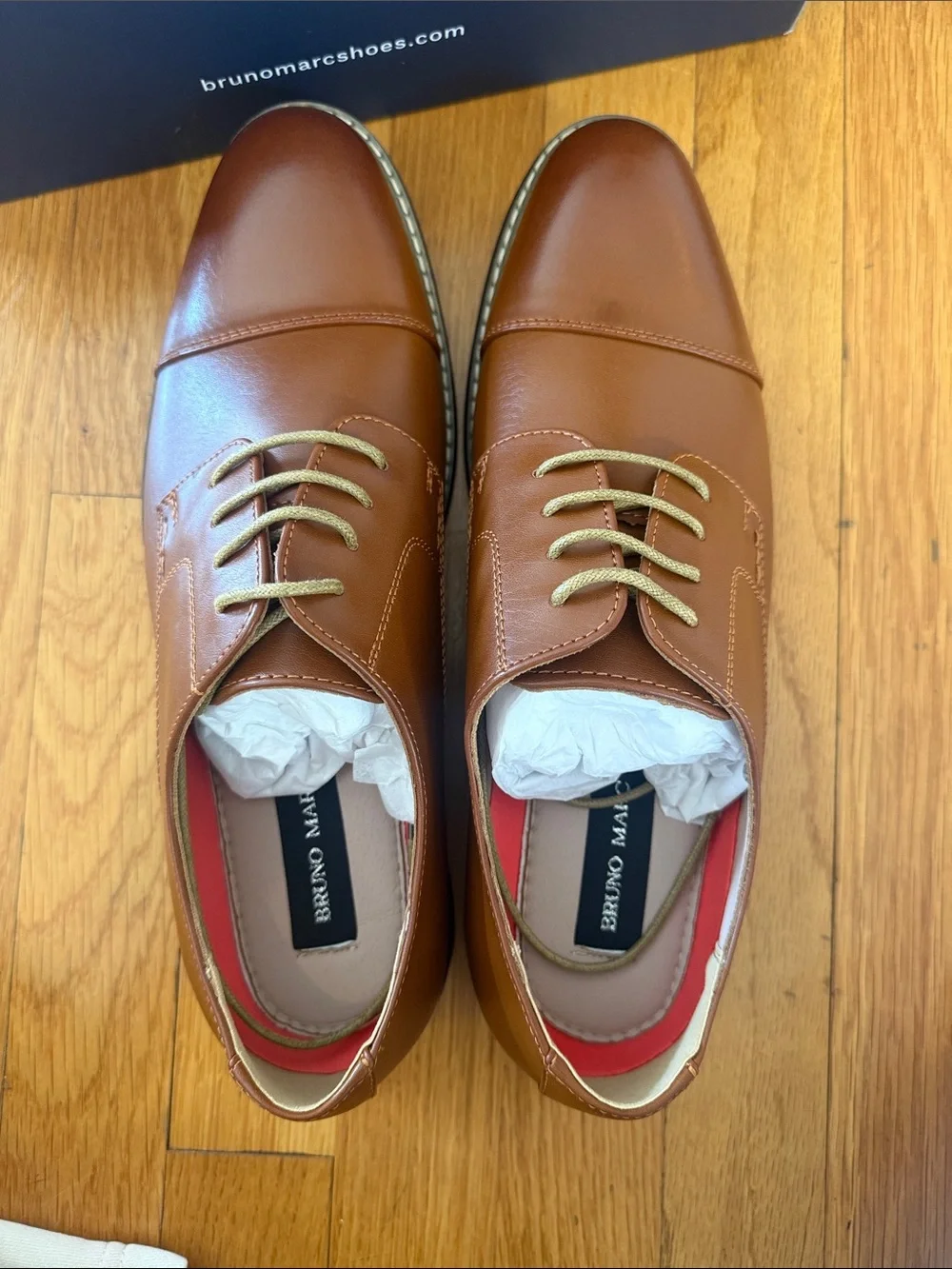 Bruno Marc Men’s Tan Leather Dress Shoes
